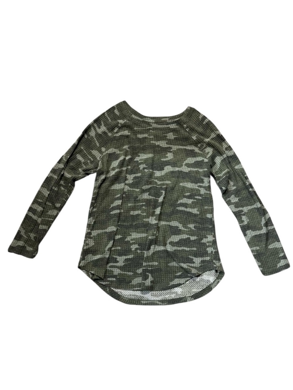 Camo Ribbed Long-Sleeve Top - Olive Green - Picture 3 of 7